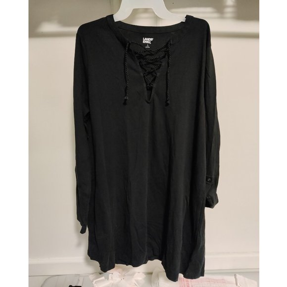NWT Lands' End Women Gathered Waist Modal Short Sleeve Cover Up Size L $70 Y324 - Picture 1 of 3